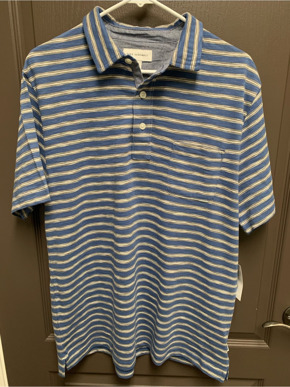 Free Assembly Men's Short Sleeve Striped Polo Shirt - London Blue, Large
